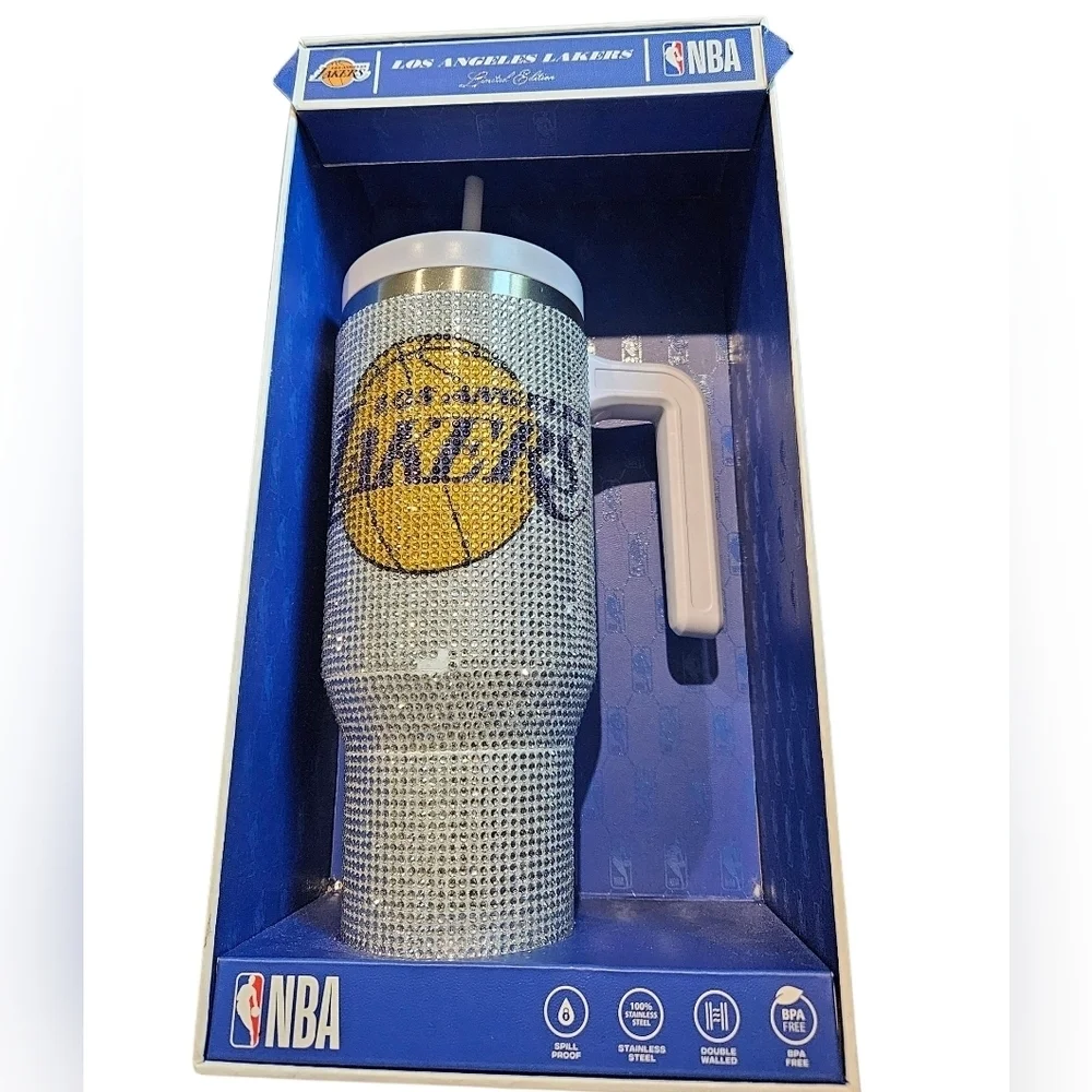 NBA Los Angeles Lakers Rhinestone Bling Hydrapeak Tumbler 40oz NEW Flaw